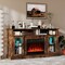 58-Inch Fireplace TV Stand with LED Lights Storage Cabinets and Glass Doors